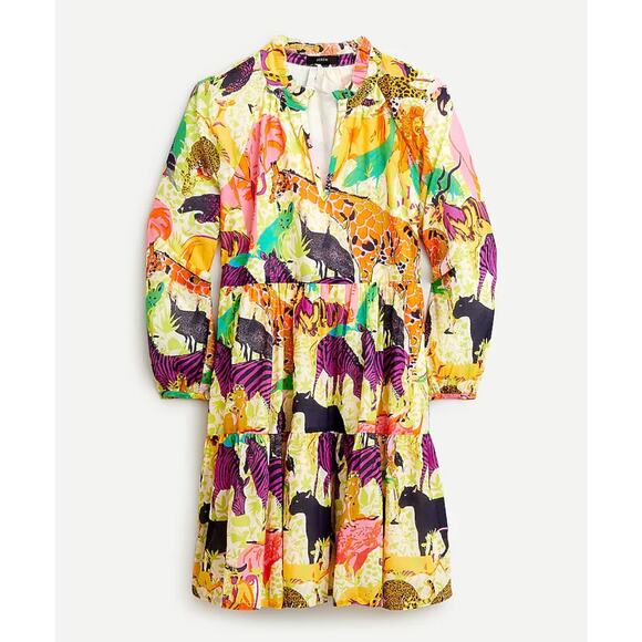 JCrew Tiered popover dress in Ratti safari print Size XS - Picture 1 of 7